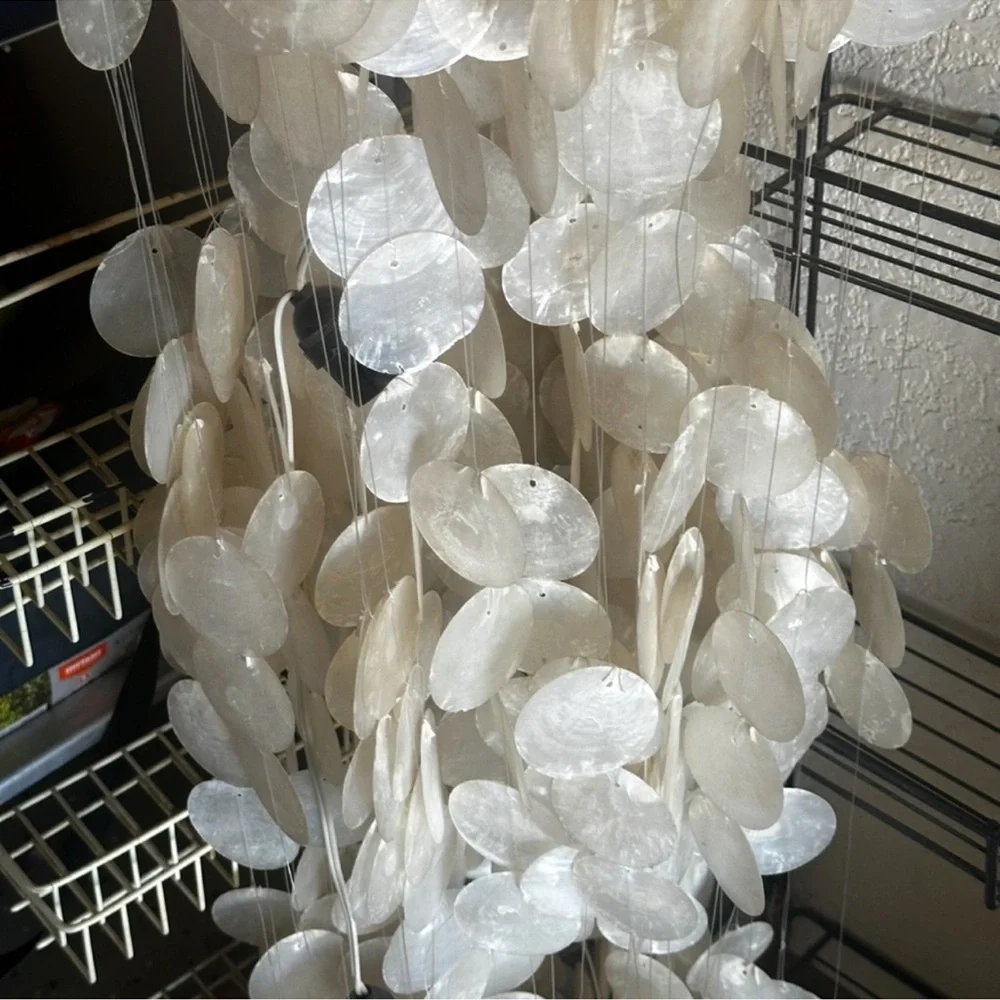 Vintage 4 Tier Capiz Shell Chandelier - Picture 3 of 8